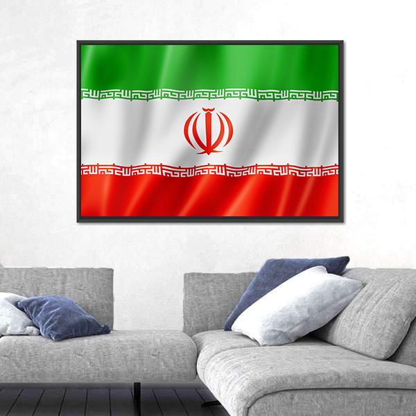 View Of Iran Flag Canvas Wall Art-3 Horizontal-Gallery Wrap-25" x 16"-Tiaracle