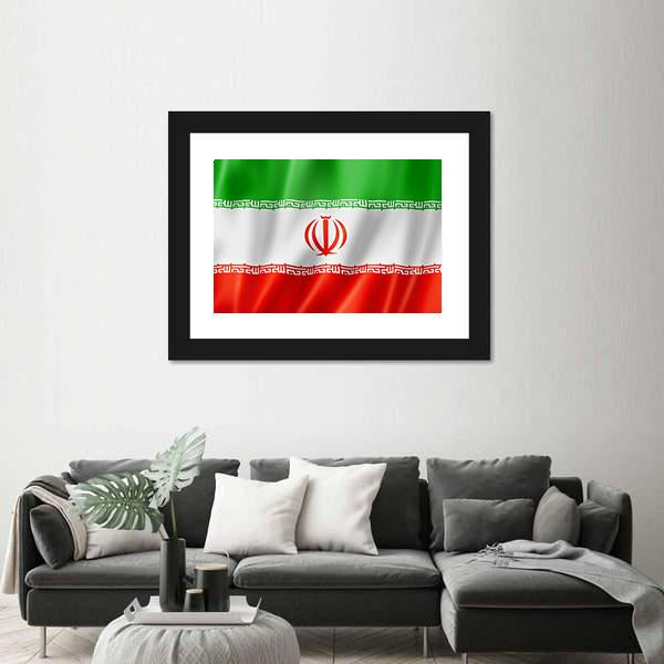 View Of Iran Flag Canvas Wall Art-3 Horizontal-Gallery Wrap-25" x 16"-Tiaracle