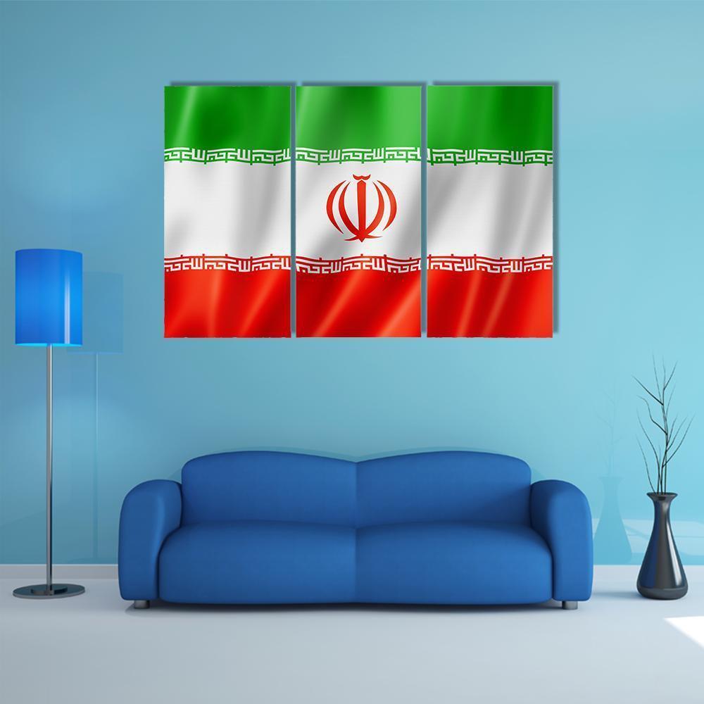 View Of Iran Flag Canvas Wall Art-3 Horizontal-Gallery Wrap-37" x 24"-Tiaracle