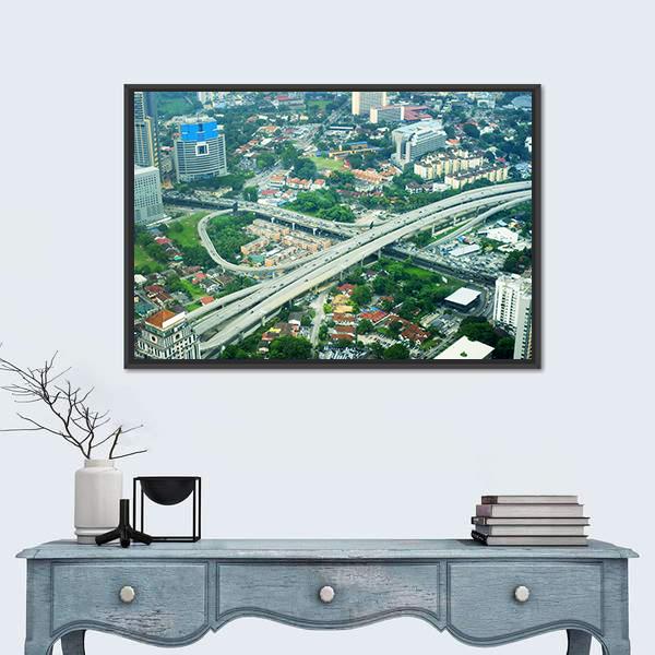 View Of Kuala Lumpur Malaysia Canvas Wall Art-1 Piece-Floating Frame-24" x 16"-Tiaracle