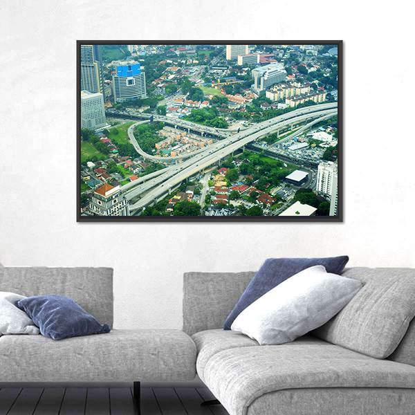 View Of Kuala Lumpur Malaysia Canvas Wall Art-3 Horizontal-Gallery Wrap-25" x 16"-Tiaracle