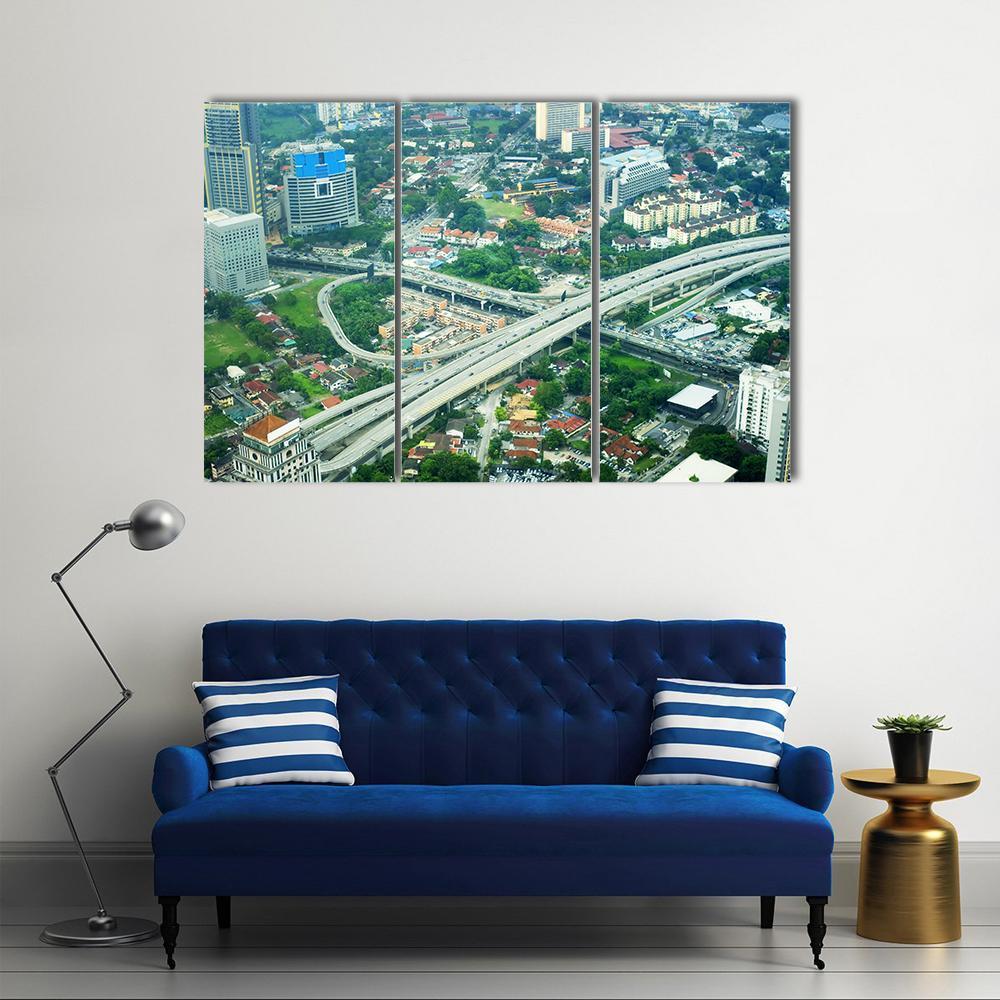 View Of Kuala Lumpur Malaysia Canvas Wall Art-3 Horizontal-Gallery Wrap-37" x 24"-Tiaracle