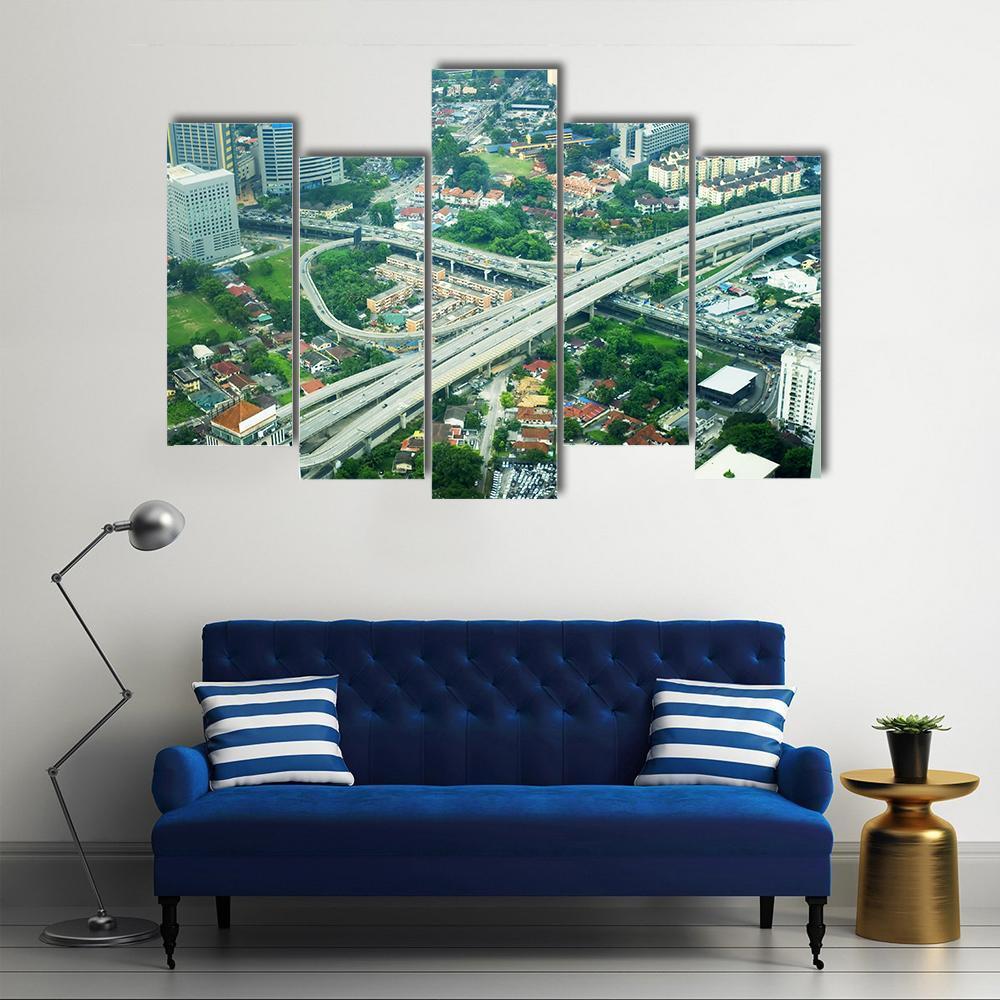 View Of Kuala Lumpur Malaysia Canvas Wall Art-5 Pop-Gallery Wrap-47" x 32"-Tiaracle