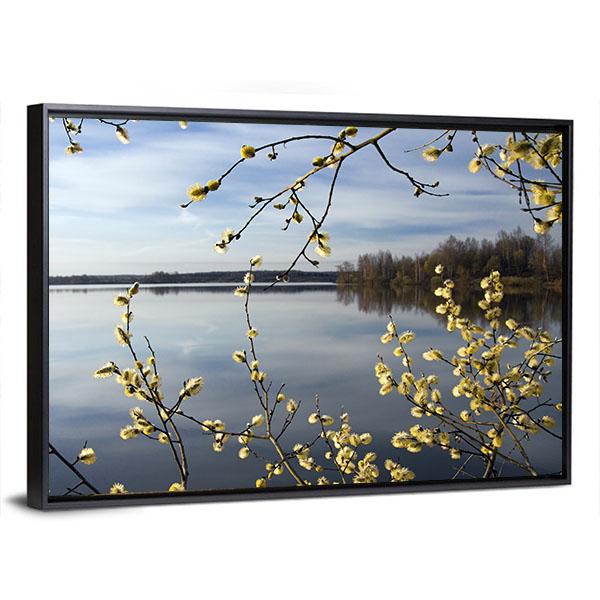 View Of Lake In Spring Canvas Wall Art-3 Horizontal-Gallery Wrap-25" x 16"-Tiaracle