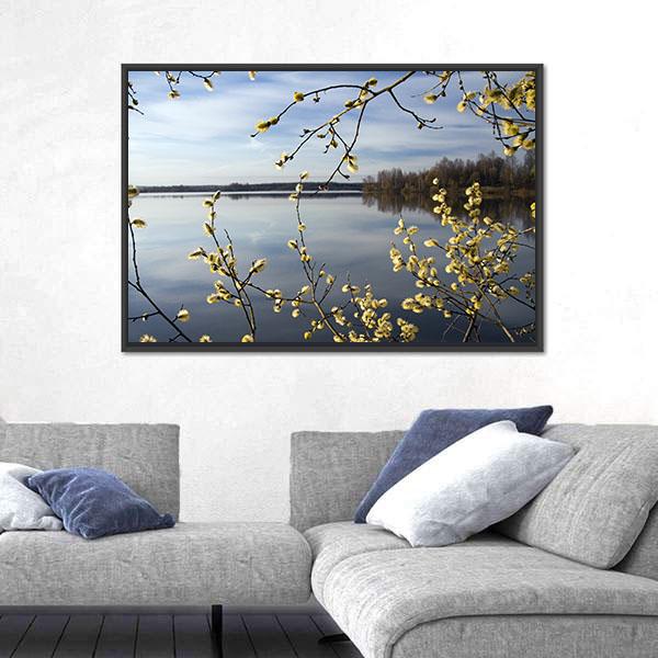 View Of Lake In Spring Canvas Wall Art-3 Horizontal-Gallery Wrap-25" x 16"-Tiaracle