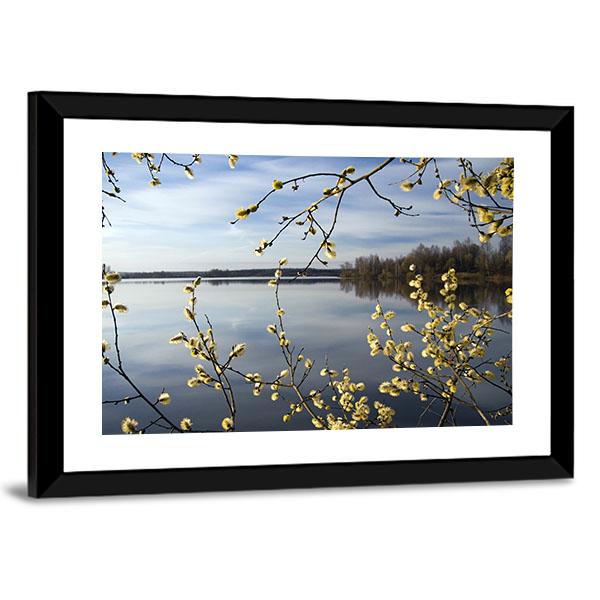 View Of Lake In Spring Canvas Wall Art-3 Horizontal-Gallery Wrap-25" x 16"-Tiaracle