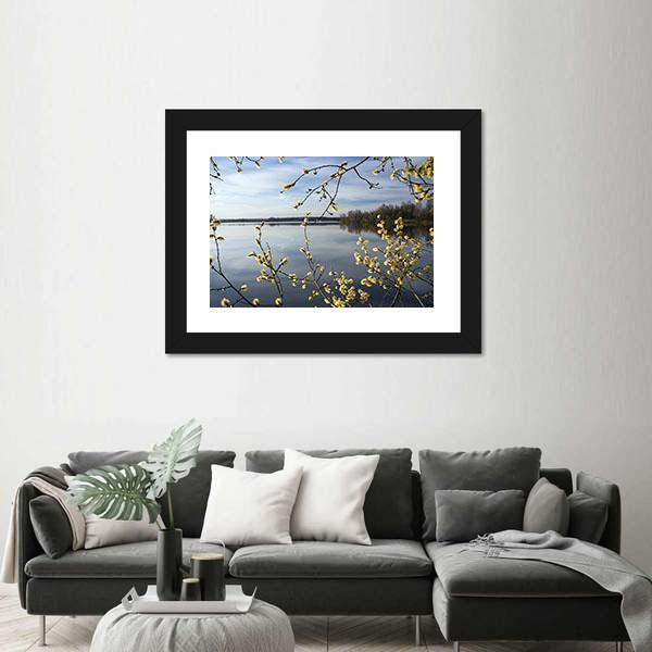 View Of Lake In Spring Canvas Wall Art-3 Horizontal-Gallery Wrap-25" x 16"-Tiaracle