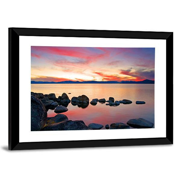 View Of Lake Tahoe At Sunrise Canvas Wall Art-3 Horizontal-Gallery Wrap-25" x 16"-Tiaracle