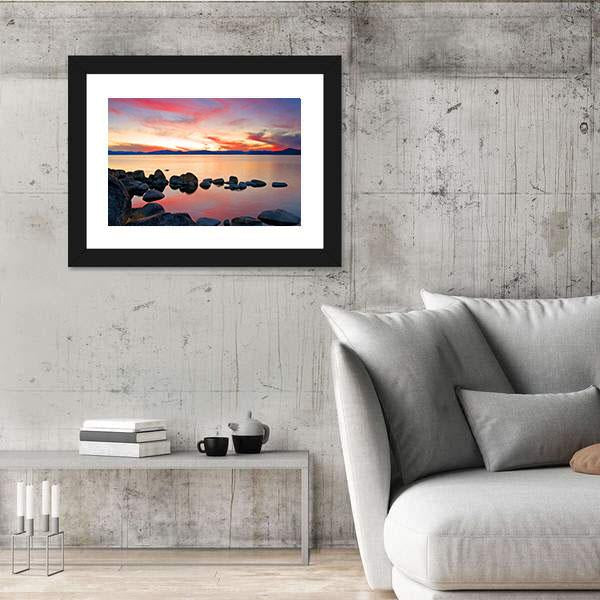 View Of Lake Tahoe At Sunrise Canvas Wall Art-3 Horizontal-Gallery Wrap-25" x 16"-Tiaracle