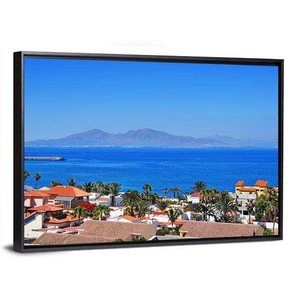View Of Lobos Island From Corralejo Canvas Wall Art-3 Horizontal-Gallery Wrap-25" x 16"-Tiaracle