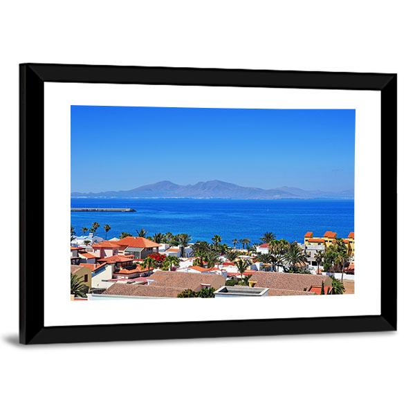 View Of Lobos Island From Corralejo Canvas Wall Art-3 Horizontal-Gallery Wrap-25" x 16"-Tiaracle