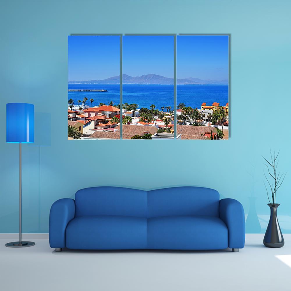 View Of Lobos Island From Corralejo Canvas Wall Art-3 Horizontal-Gallery Wrap-37" x 24"-Tiaracle