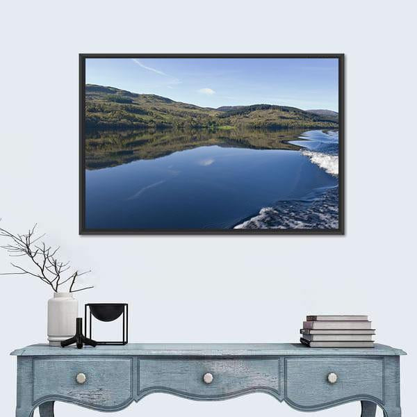 View Of Loch Tay From Power Boat Canvas Wall Art-1 Piece-Floating Frame-24" x 16"-Tiaracle