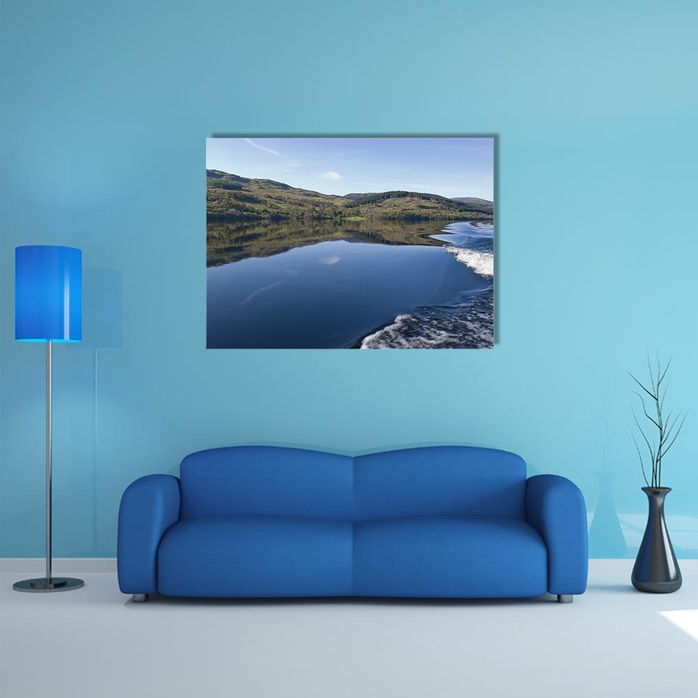 View Of Loch Tay From Power Boat Canvas Wall Art-1 Piece-Gallery Wrap-48" x 32"-Tiaracle