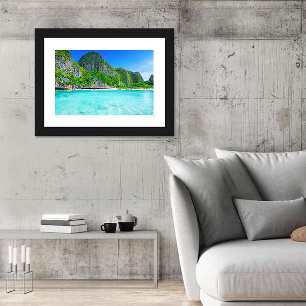 View Of Maya Bay Phi Phi Island Canvas Wall Art-3 Horizontal-Gallery Wrap-25" x 16"-Tiaracle