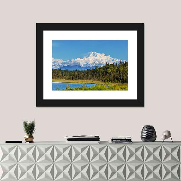 View Of McKinley Peak In Sunny Day Canvas Wall Art-1 Piece-Framed Print-20" x 16"-Tiaracle