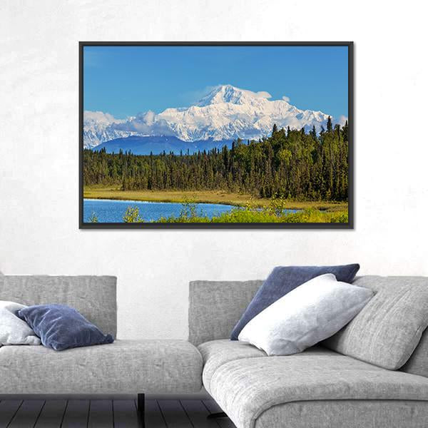 View Of McKinley Peak In Sunny Day Canvas Wall Art-3 Horizontal-Gallery Wrap-25" x 16"-Tiaracle