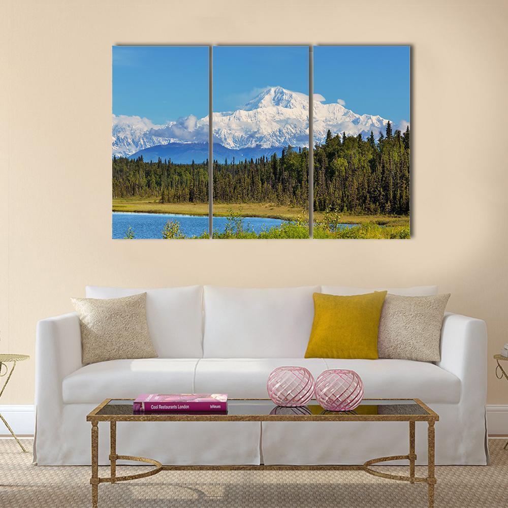 View Of McKinley Peak In Sunny Day Canvas Wall Art-3 Horizontal-Gallery Wrap-37" x 24"-Tiaracle