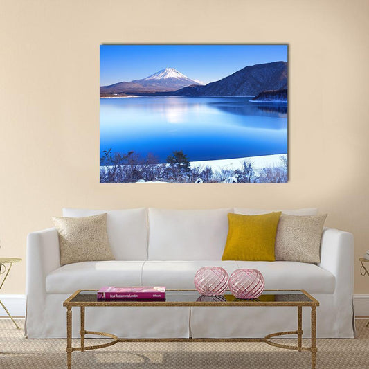 Mount Fuji In Winter Canvas Wall Art-1 Piece-Gallery Wrap-48" x 32"-Tiaracle