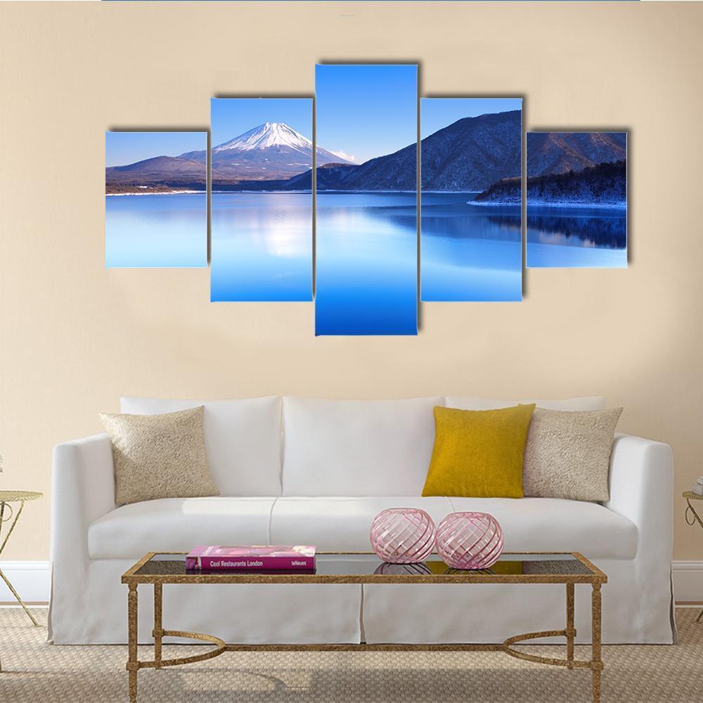 Mount Fuji In Winter Canvas Wall Art-5 Star-Gallery Wrap-62" x 32"-Tiaracle