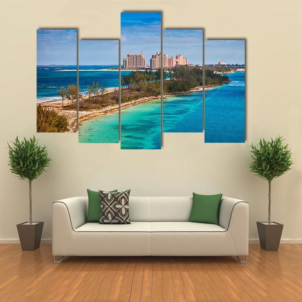 View Of Paradise Island In Nassau Canvas Wall Art-5 Pop-Gallery Wrap-47" x 32"-Tiaracle