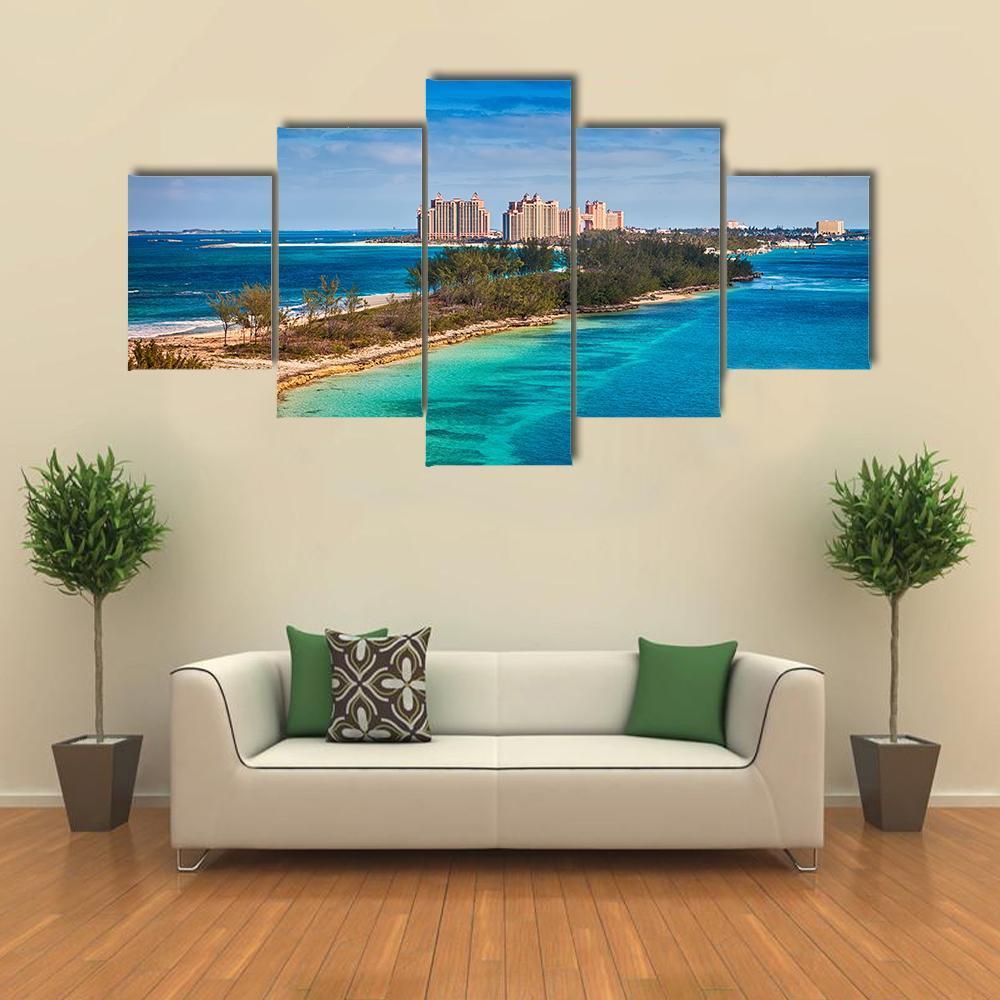 View Of Paradise Island In Nassau Canvas Wall Art-5 Star-Gallery Wrap-62" x 32"-Tiaracle