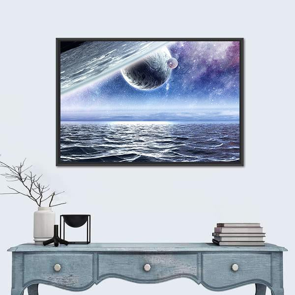 View Of Planet Canvas Wall Art-1 Piece-Floating Frame-24" x 16"-Tiaracle