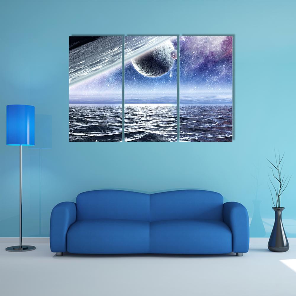 View Of Planet Canvas Wall Art-3 Horizontal-Gallery Wrap-37" x 24"-Tiaracle