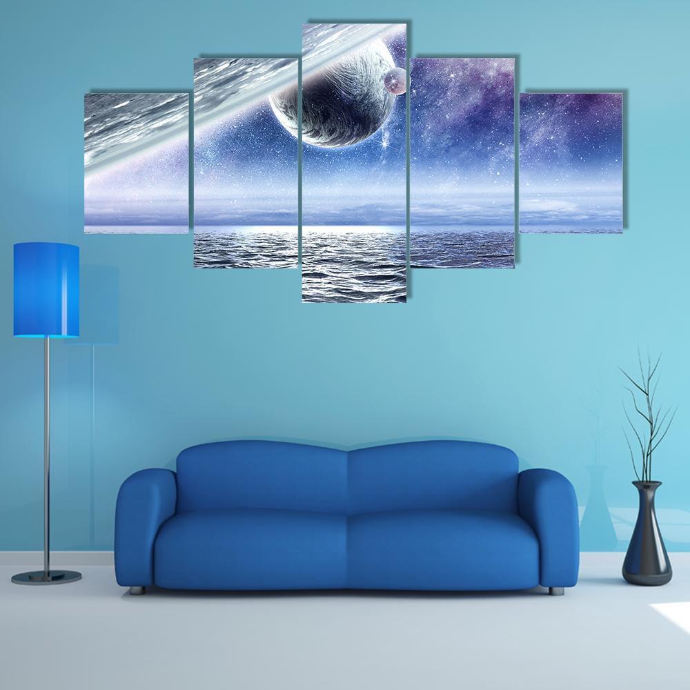 View Of Planet Canvas Wall Art-5 Star-Gallery Wrap-62" x 32"-Tiaracle
