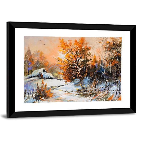 View Of Rural Winter Landscape Canvas Wall Art-3 Horizontal-Gallery Wrap-25" x 16"-Tiaracle