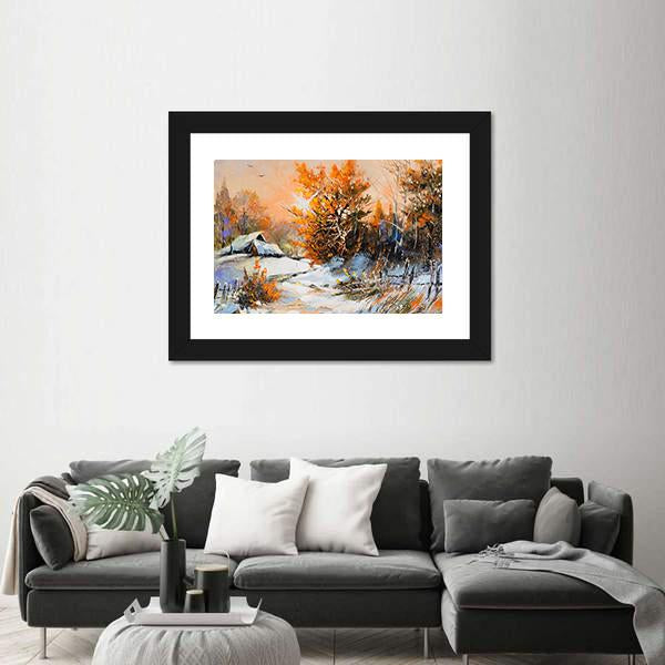 View Of Rural Winter Landscape Canvas Wall Art-3 Horizontal-Gallery Wrap-25" x 16"-Tiaracle