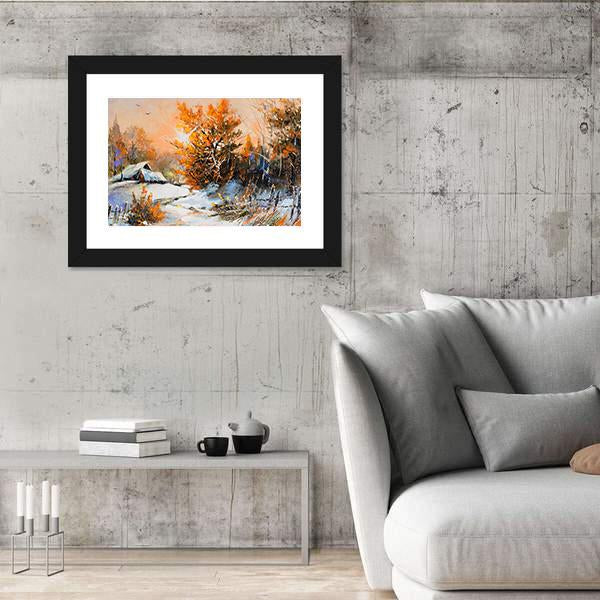 View Of Rural Winter Landscape Canvas Wall Art-3 Horizontal-Gallery Wrap-25" x 16"-Tiaracle