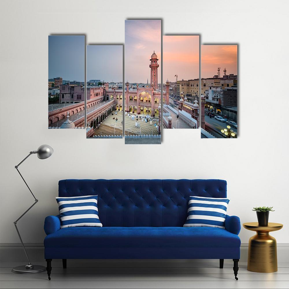 Sunehri Masjid Peshawar Pakistan Canvas Wall Art-5 Pop-Gallery Wrap-47" x 32"-Tiaracle