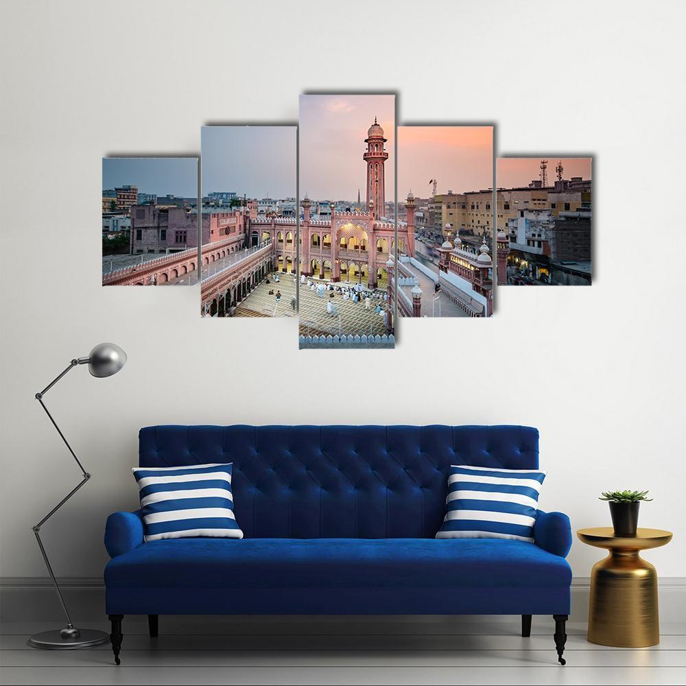 Sunehri Masjid Peshawar Pakistan Canvas Wall Art-5 Star-Gallery Wrap-62" x 32"-Tiaracle