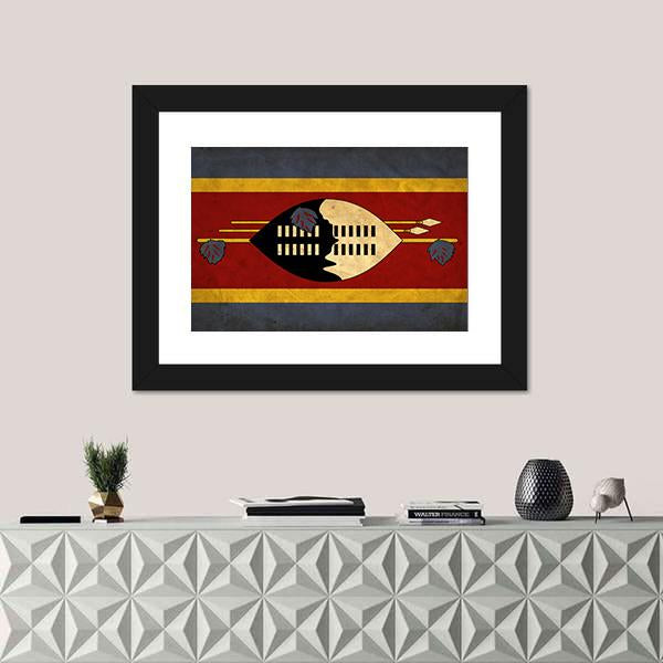 View Of Swaziland Grunge Flag Canvas Wall Art-1 Piece-Framed Print-20" x 16"-Tiaracle