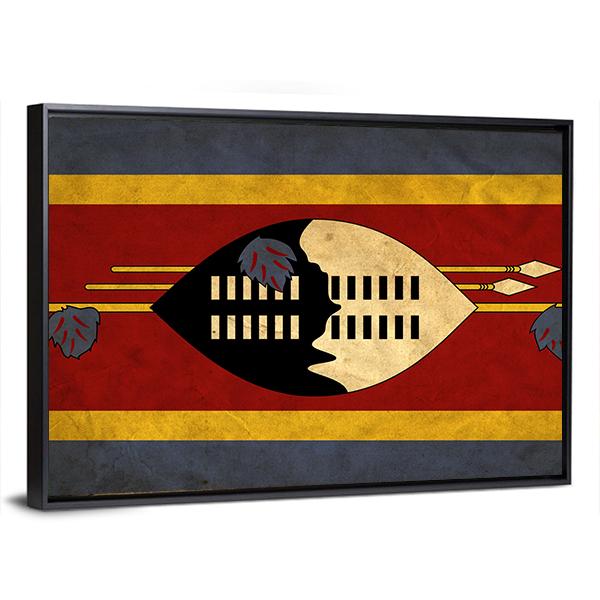 View Of Swaziland Grunge Flag Canvas Wall Art-3 Horizontal-Gallery Wrap-25" x 16"-Tiaracle