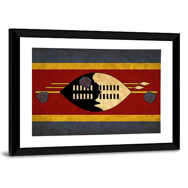 View Of Swaziland Grunge Flag Canvas Wall Art-3 Horizontal-Gallery Wrap-25" x 16"-Tiaracle