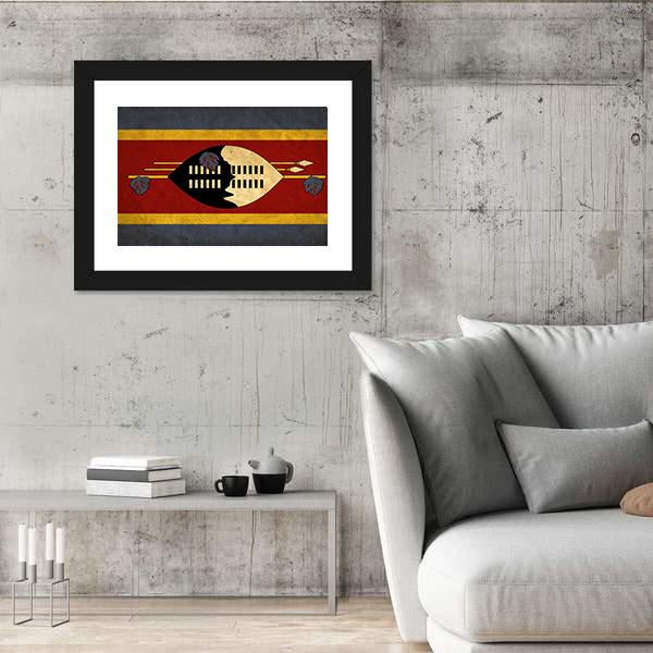 View Of Swaziland Grunge Flag Canvas Wall Art-3 Horizontal-Gallery Wrap-25" x 16"-Tiaracle