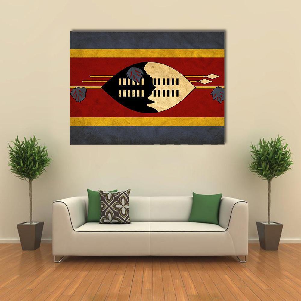 View Of Swaziland Grunge Flag Canvas Wall Art-1 Piece-Gallery Wrap-48" x 32"-Tiaracle