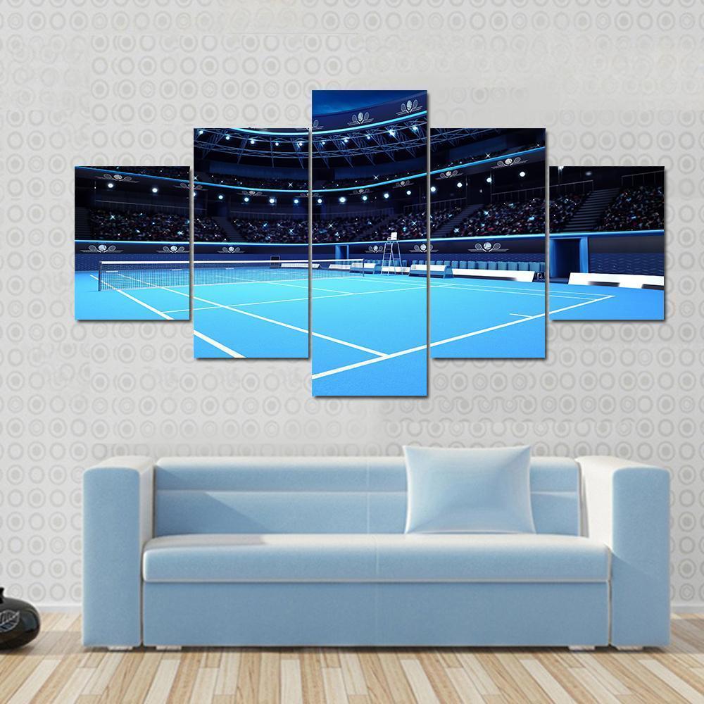 Tennis Court Canvas Wall Art-5 Star-Gallery Wrap-62" x 32"-Tiaracle