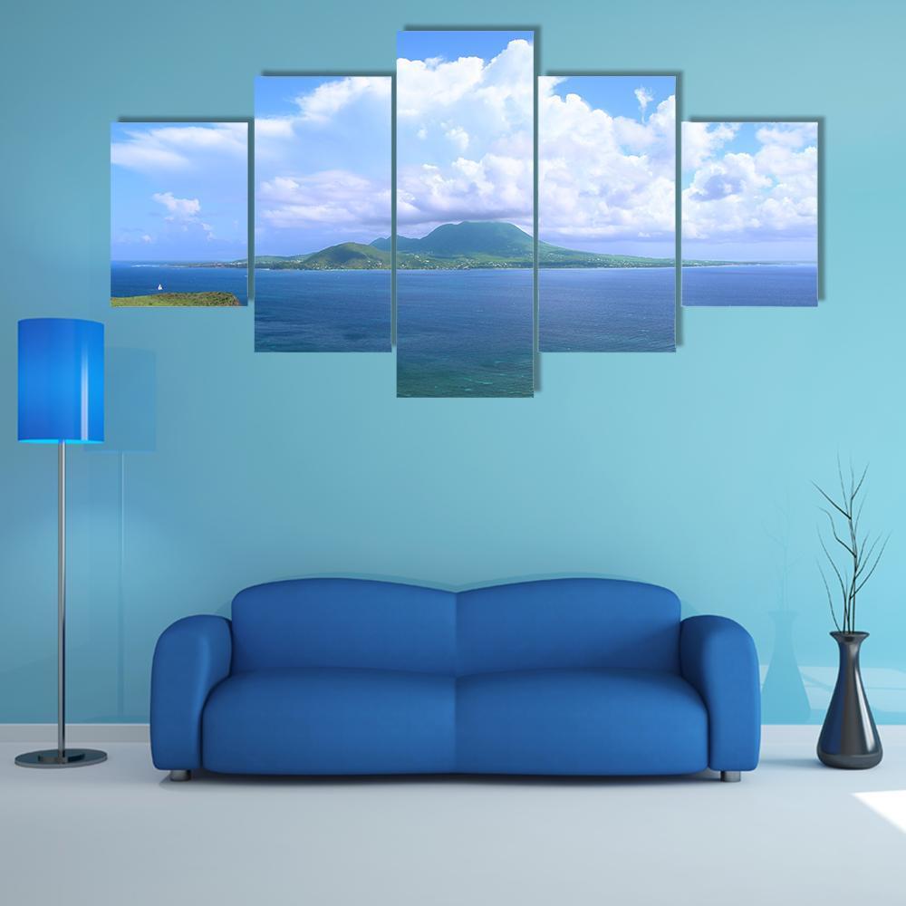 View Of The Caribbean Island Nevis Canvas Wall Art-5 Star-Gallery Wrap-62" x 32"-Tiaracle