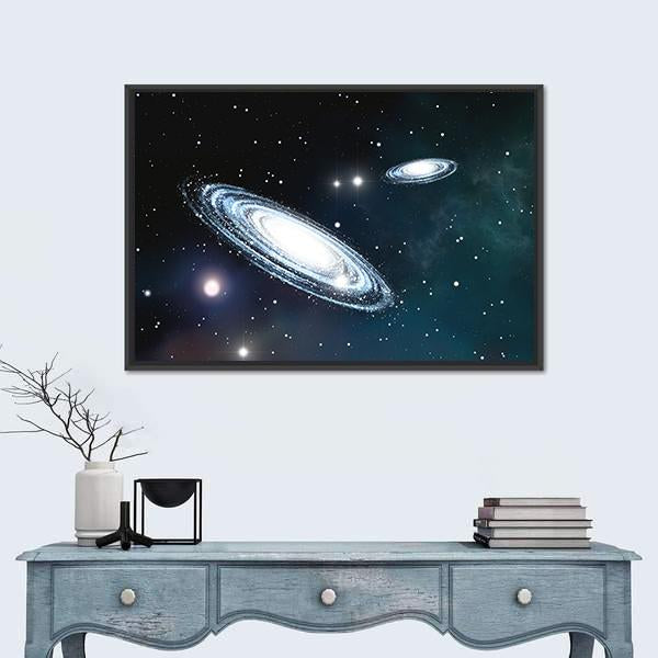 View Of The Galaxy Through The Nebulae Canvas Wall Art-1 Piece-Floating Frame-24" x 16"-Tiaracle