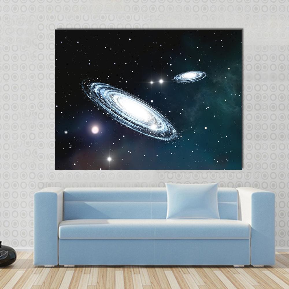 View Of The Galaxy Through The Nebulae Canvas Wall Art-1 Piece-Gallery Wrap-48" x 32"-Tiaracle