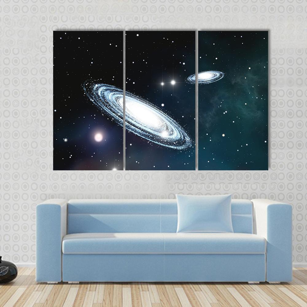 View Of The Galaxy Through The Nebulae Canvas Wall Art-3 Horizontal-Gallery Wrap-37" x 24"-Tiaracle