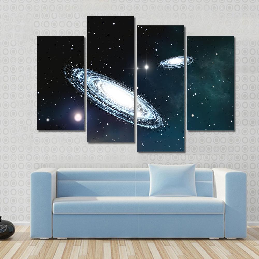 View Of The Galaxy Through The Nebulae Canvas Wall Art-4 Pop-Gallery Wrap-50" x 32"-Tiaracle