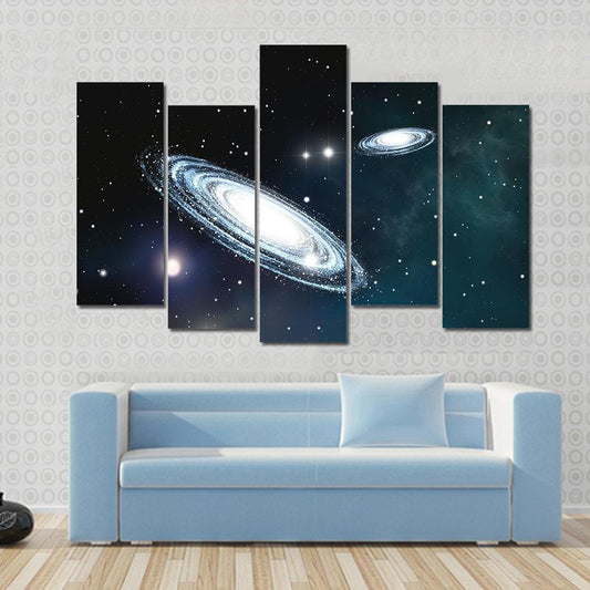 View Of The Galaxy Through The Nebulae Canvas Wall Art-5 Pop-Gallery Wrap-47" x 32"-Tiaracle