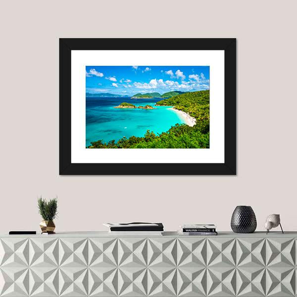 View Of Trunk Bay Canvas Wall Art-1 Piece-Framed Print-20" x 16"-Tiaracle