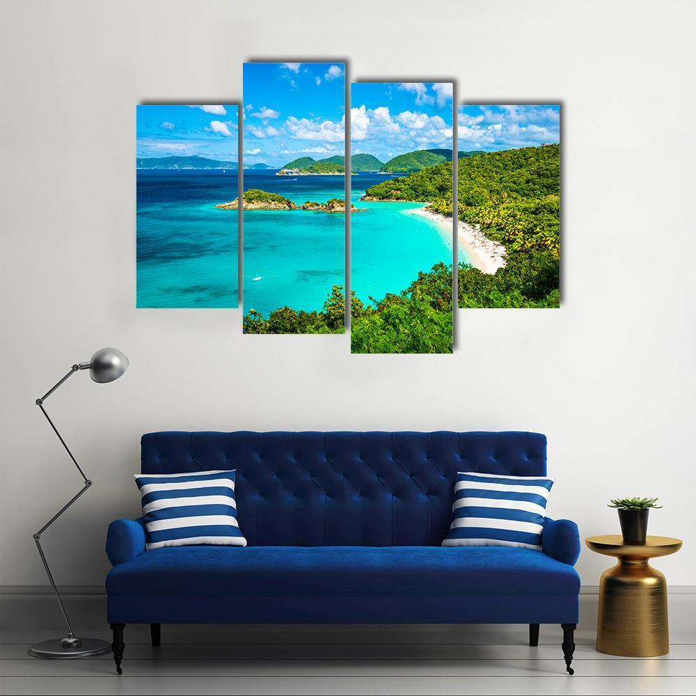 View Of Trunk Bay Canvas Wall Art-4 Pop-Gallery Wrap-50" x 32"-Tiaracle