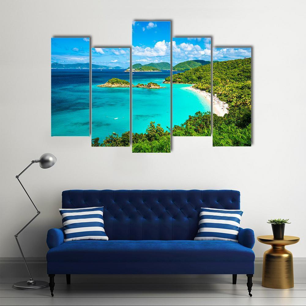 View Of Trunk Bay Canvas Wall Art-5 Pop-Gallery Wrap-47" x 32"-Tiaracle
