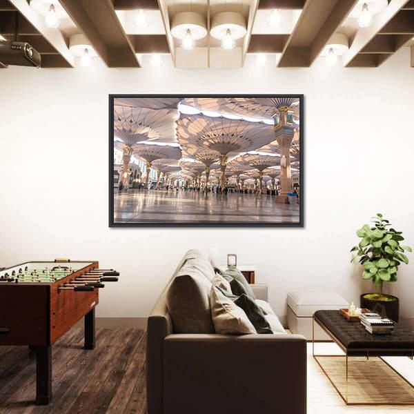 View Of Umbrellas At Nabawi Mosque Medinah Canvas Wall Art-3 Horizontal-Gallery Wrap-25" x 16"-Tiaracle